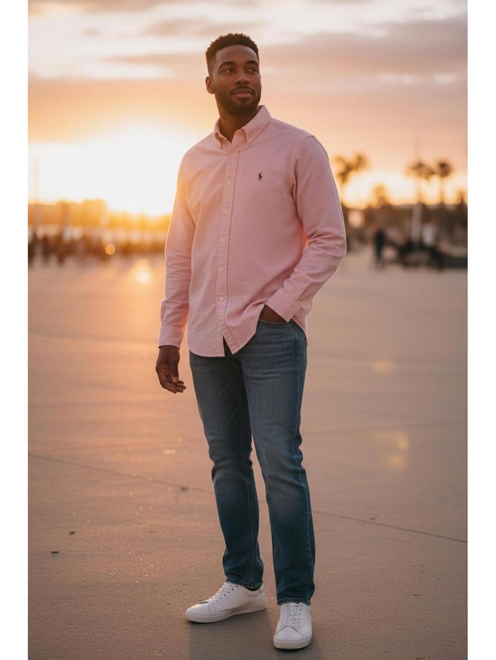 Resort Staple Ralph Lauren Men’s L 15.5 33 Apricot Thick Cotton LS Flaw🏝️